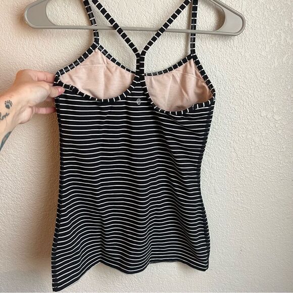 Lululemon Power Y Tank Parallel Stripe Black White Luon - Picture 6 of 7